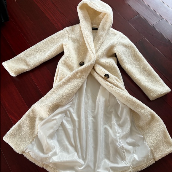 Pretty Little Thing Cream Borg Teddy Midi Coat - Picture 6 of 14